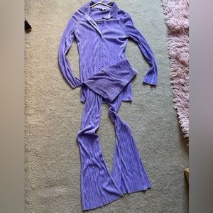 Purple Ribbed Lounge Set